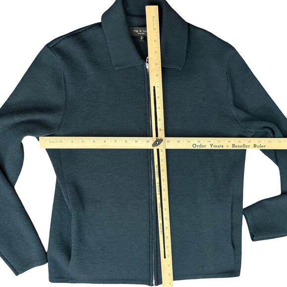 Rag & Bone Navy Blue Melrose Merino Wool Full Zip Collar Sweater Jacket Size S - Picture 3 of 10